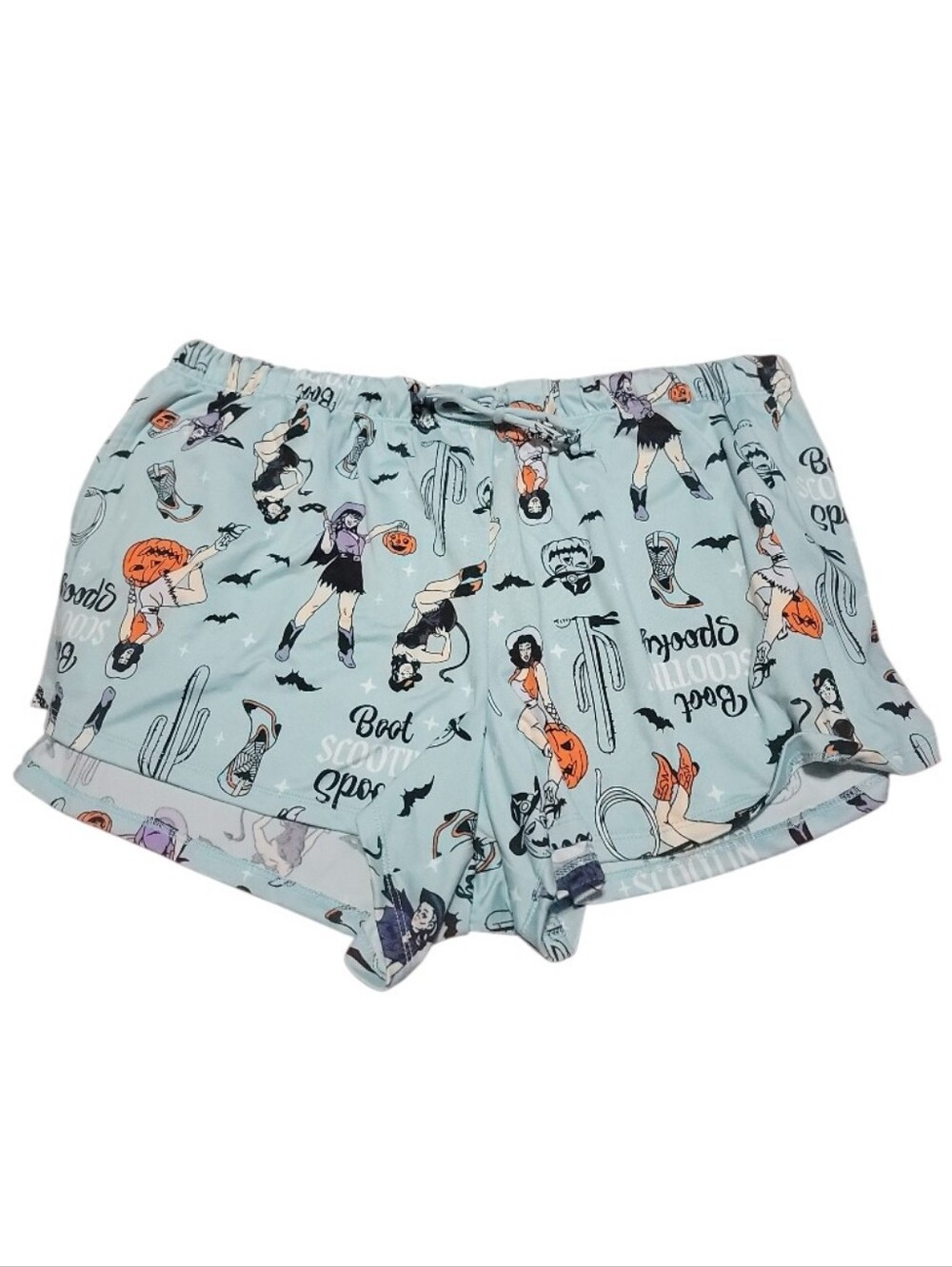 Way To Celebrate Halloween "Boot Scootin Spooky" Cowgirl Print Pj Lounge Shorts